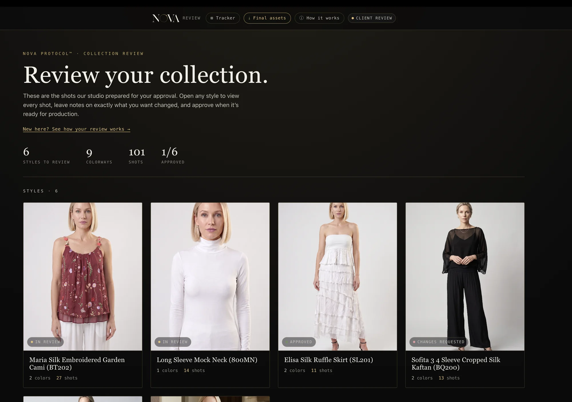 Review your collection — every style with its status